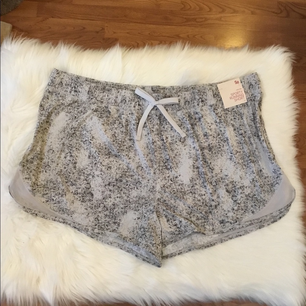 So 3X midrise sporty running short grey texture